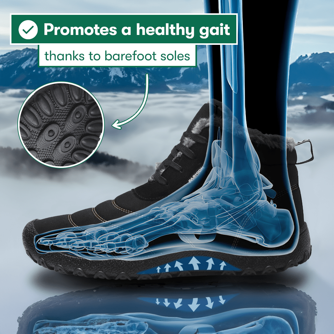 North Winter Barefoot Boots® - Wide toebox, Zero-Drop Sole Winter Shoes - Balobarefoot-Black-7-